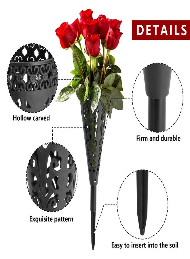 LFUTARI 6 pcs Grave Vase,Memorial Floral Vase, Cemetery Grave Cone Flower Holder, Cemetary Vase with Spike for Grave Decorations,Grave Lawn Memorial(Cone, 6) - Image 3